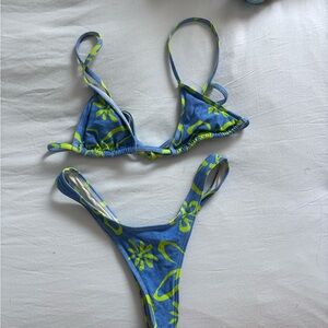 snrklbr swim Blue and green bikini set